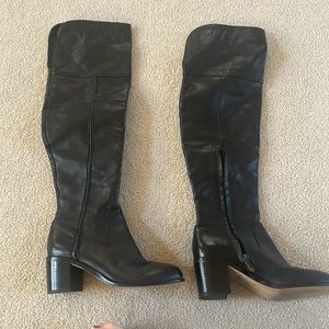 Sam Edelman thigh high black faux leather boots,